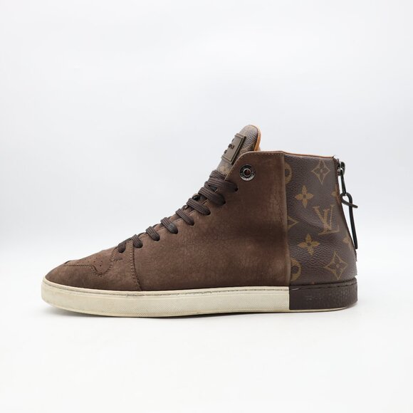 Louis Vuitton Men's Size 6.5 Brown Nubuck Leather and Monogram Leather Line Up - Picture 4 of 12